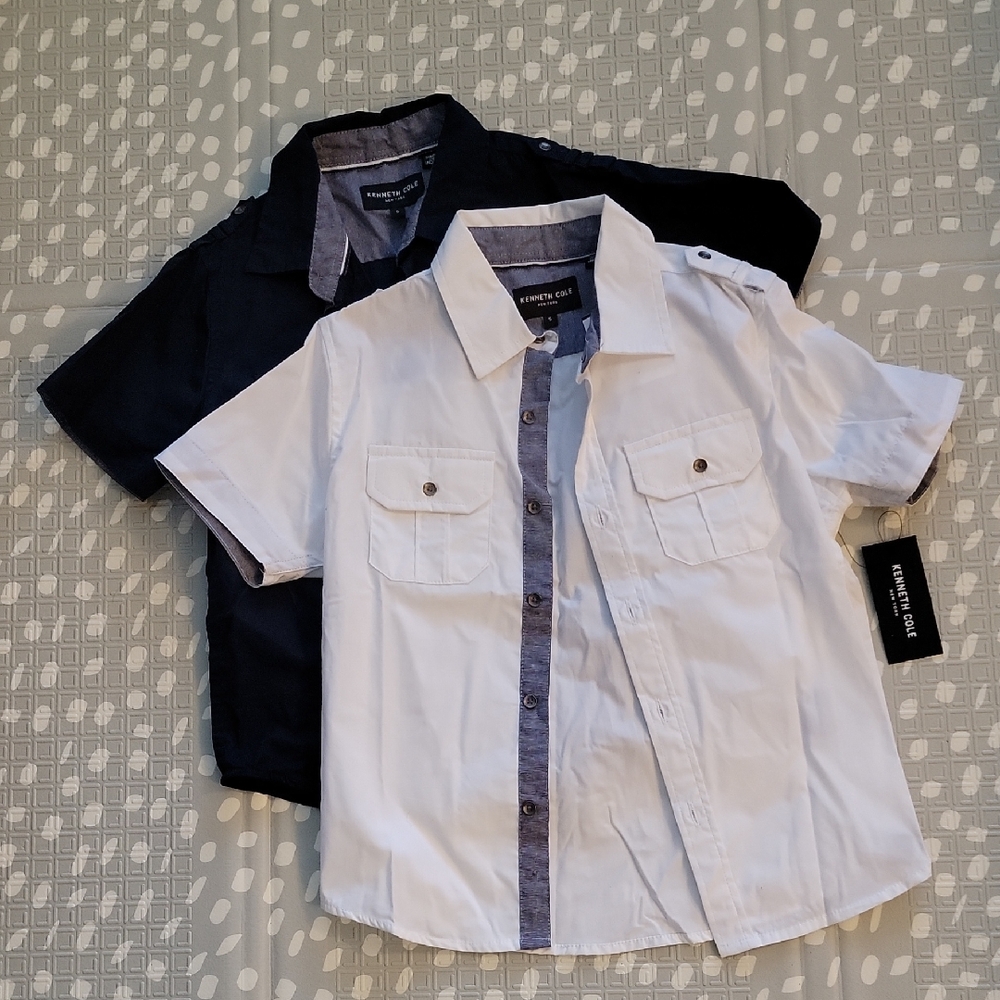 Kenneth Cole Kids Navy and White Button Down Shirts